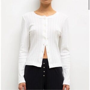 LESET Classic Crew Pointelle Cardigan
